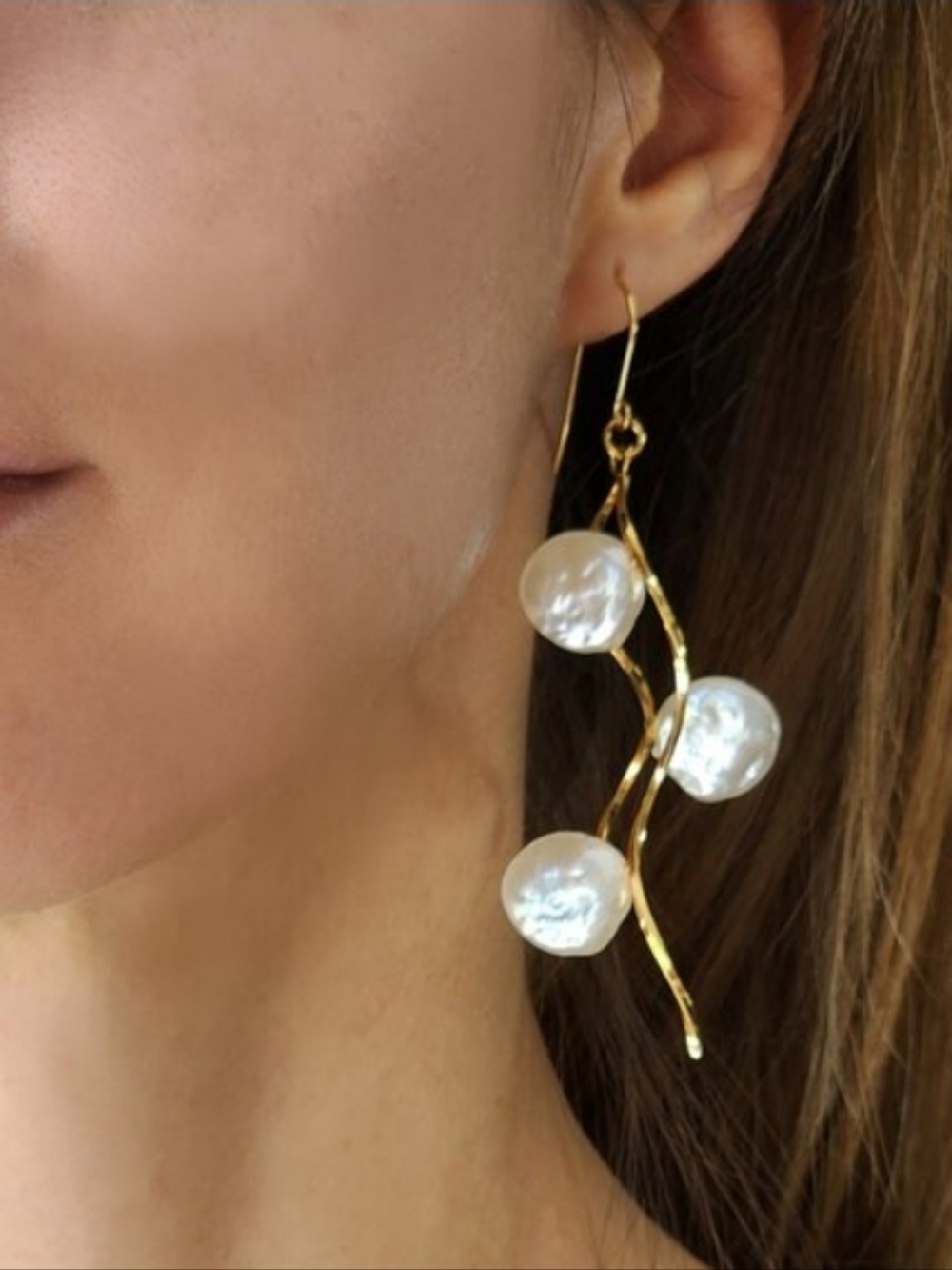 cult gaia Hypoallergenic Jewelry 18K Gold plated Dangling Coin Pearl Earrings